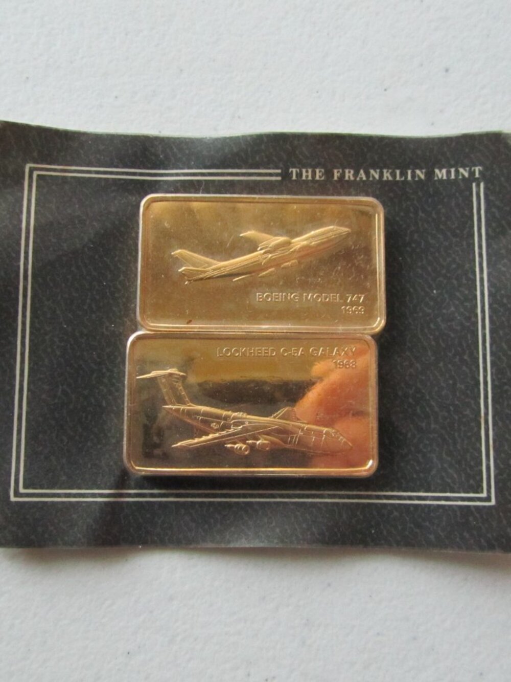 Jane's Medallic Register Great Aircraft Bronze Ingots on Card The Franklin Mint